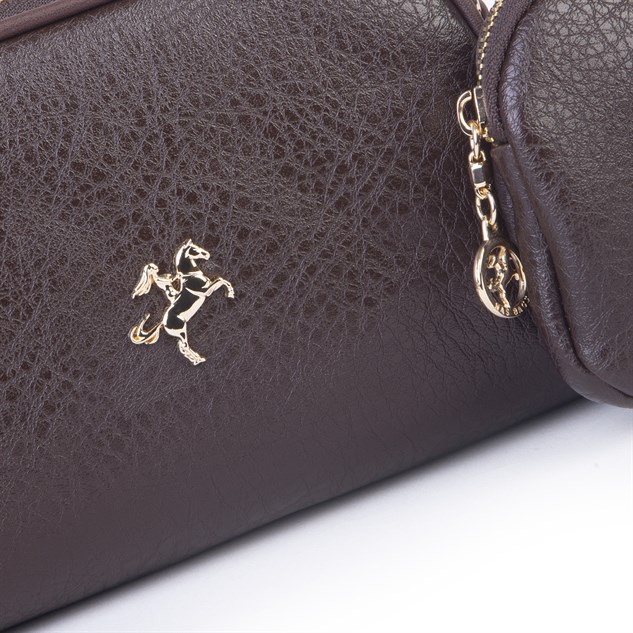 Nas Bag Kadın Mini Cüzdanlı Omuz ve Çapraz Çanta Kahve Victoria
