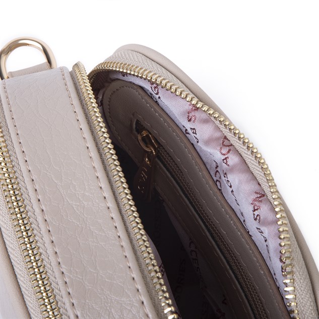 Nas Bag Kadın Mini Cüzdanlı Omuz ve Çapraz Çanta Kum Victoria
