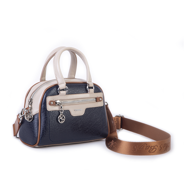 Nas Bag Kadın Mini El ve Çapraz Çanta Lacivert Kum Taba Victoria