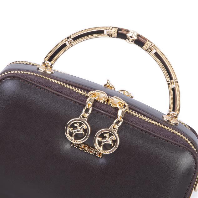 Nas Bag Kadın Mini El ve Çapraz Çanta Kahverengi (en :18 cm  boy:10 cm) 