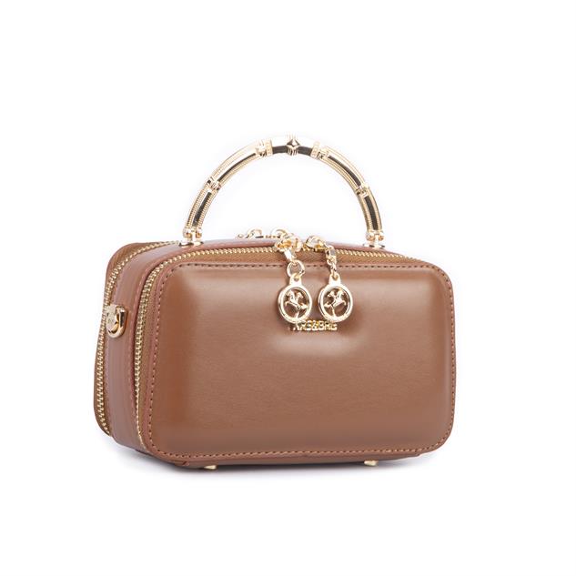 Nas Bag Kadın Mini El ve Çapraz Çanta Taba (en :18 cm  boy:10 cm) 