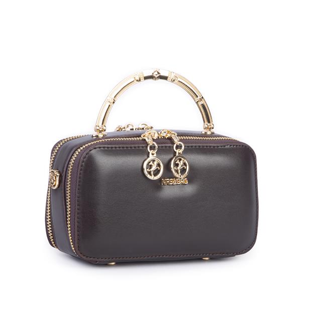 Nas Bag Kadın Mini El ve Çapraz Çanta Kahverengi (en :18 cm  boy:10 cm) 