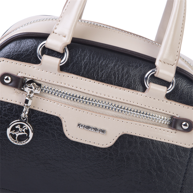 Nas Bag Kadın Mini El ve Çapraz Çanta Siyah  Kum Kahve Victoria