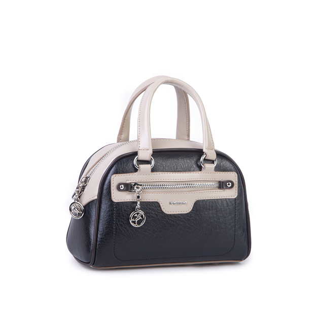 Nas Bag Kadın Mini El ve Çapraz Çanta Siyah  Kum Kahve Victoria