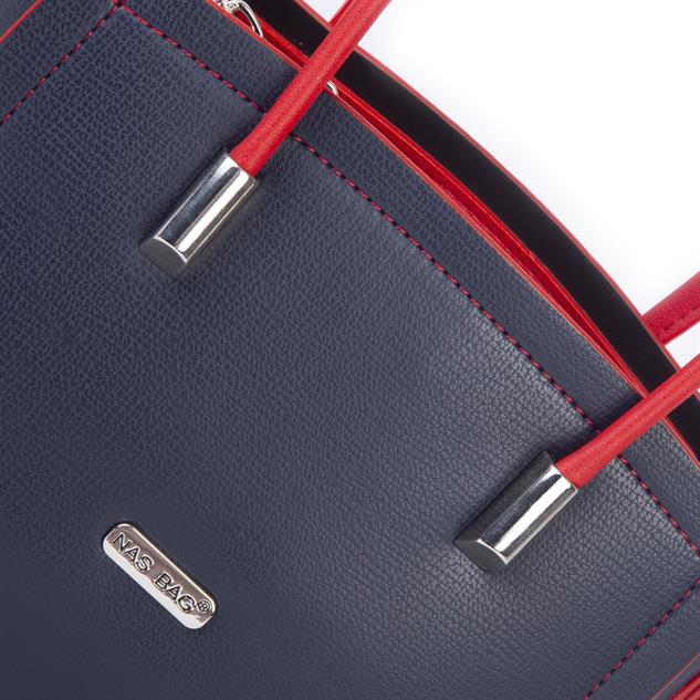 Nas Bag Kadın Mini El ve Çapraz Çanta Lacivert  Kırmızı 