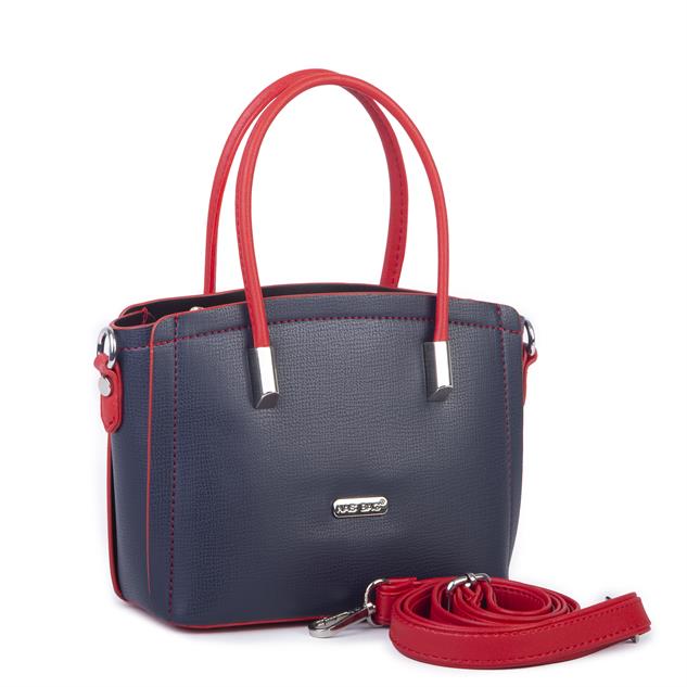 Nas Bag Kadın Mini El ve Çapraz Çanta Lacivert  Kırmızı 