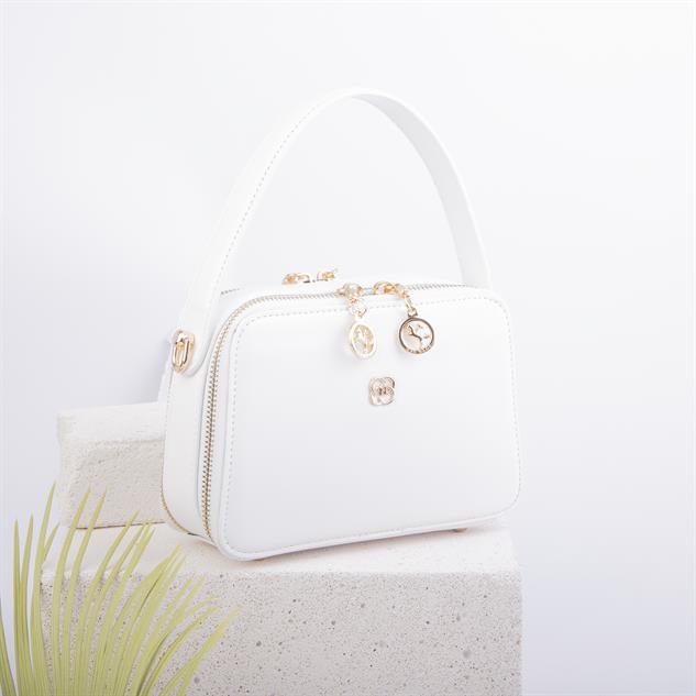Nas Bag Kadın Mini El ve Çapraz Çanta Beyaz  (en:20 boy :15)