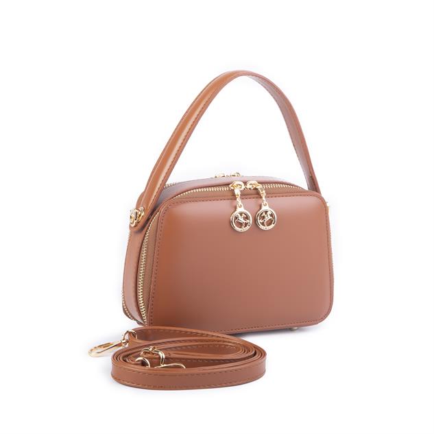 Nas Bag Kadın Mini El ve Çapraz Çanta Taba  (en:20 boy :15)