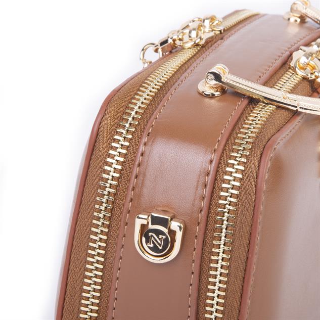 Nas Bag Kadın Mini El ve Çapraz Çanta Taba (en :18 cm  boy:10 cm) 
