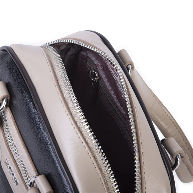 Nas Bag Kadın Mini El ve Çapraz Çanta Siyah  Kum Kahve Victoria