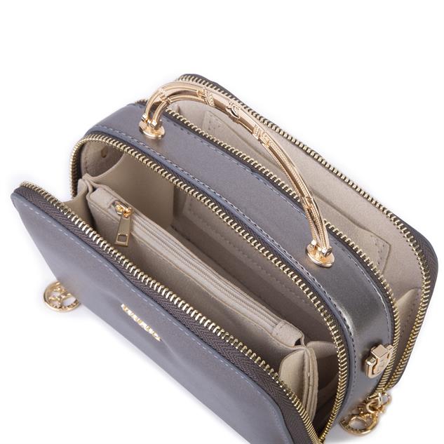 Nas Bag Kadın Mini El ve Çapraz Çanta Gri  (en :18 cm  boy:10 cm) 