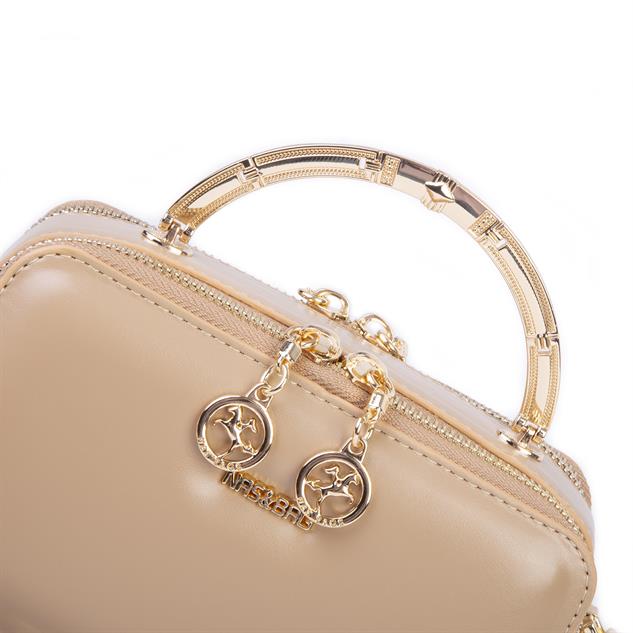 Nas Bag Kadın Mini El ve Çapraz Çanta Ten  (en :18 cm  boy:10 cm) 