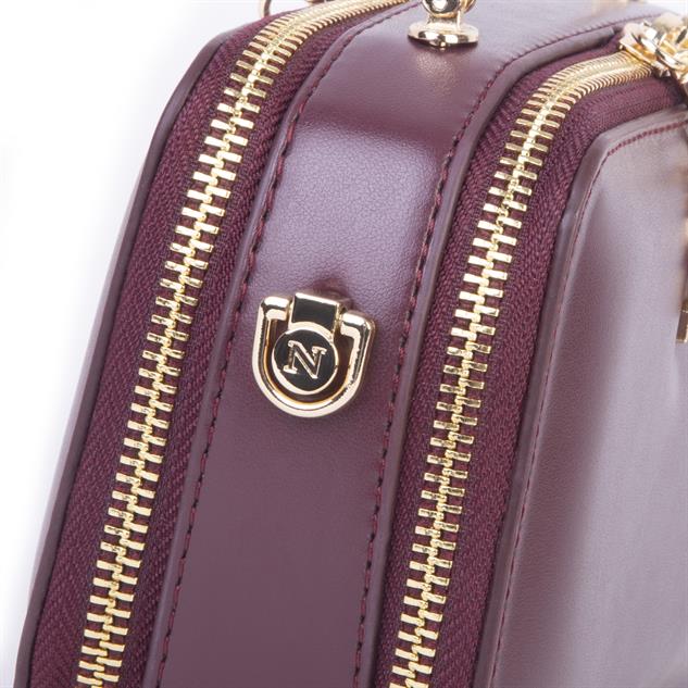 Nas Bag Kadın Mini El ve Çapraz Çanta Bordo (en :18 cm  boy:10 cm) 