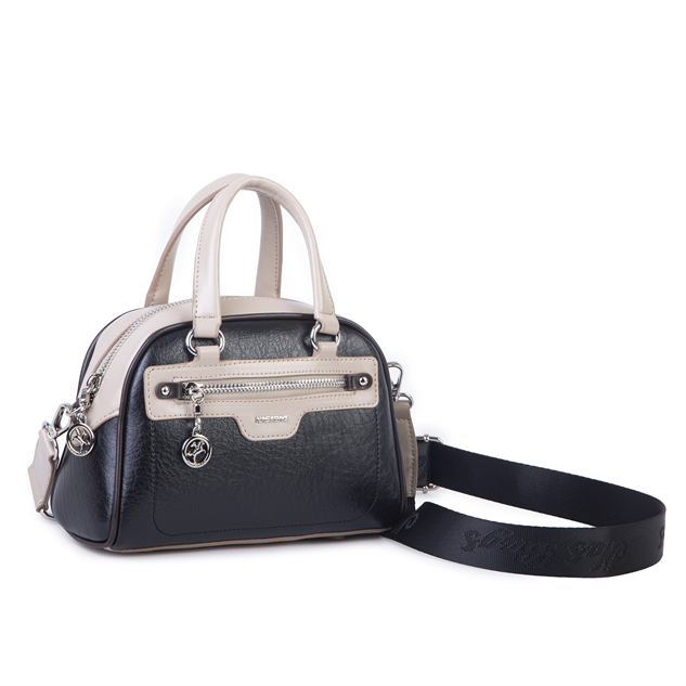 Nas Bag Kadın Mini El ve Çapraz Çanta Siyah  Kum Kahve Victoria