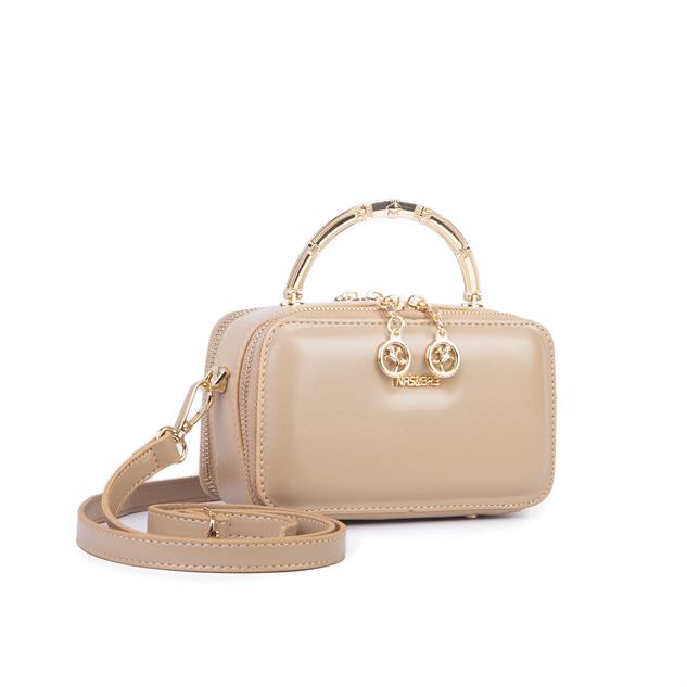 Nas Bag Kadın Mini El ve Çapraz Çanta Ten  (en :18 cm  boy:10 cm) 