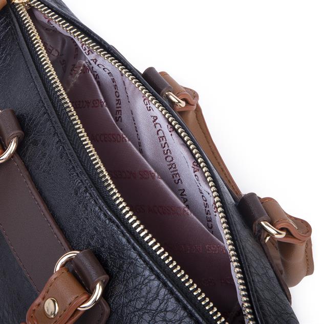 Nas Bag Kadın Mini El ve Postacı Çantası Siyah Taba Kahve Victoria