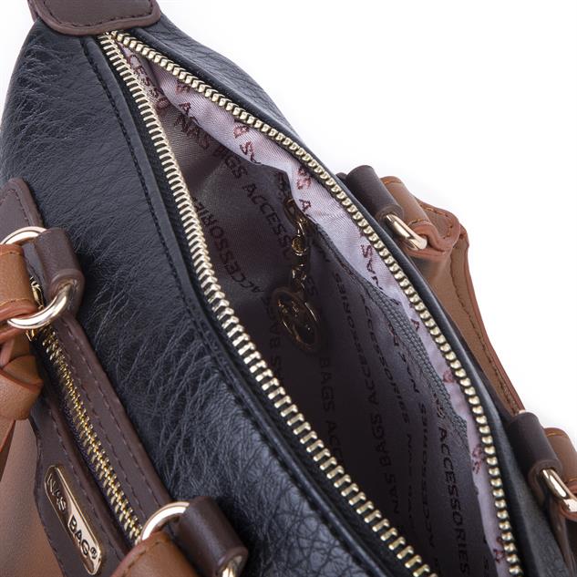 Nas Bag Kadın Mini El ve Postacı Çantası Siyah Taba Kahve Victoria