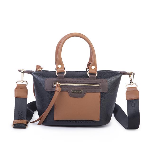 Nas Bag Kadın Mini El ve Postacı Çantası Siyah Taba Kahve Victoria
