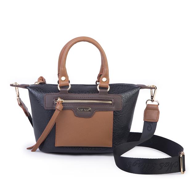 Nas Bag Kadın Mini El ve Postacı Çantası Siyah Taba Kahve Victoria