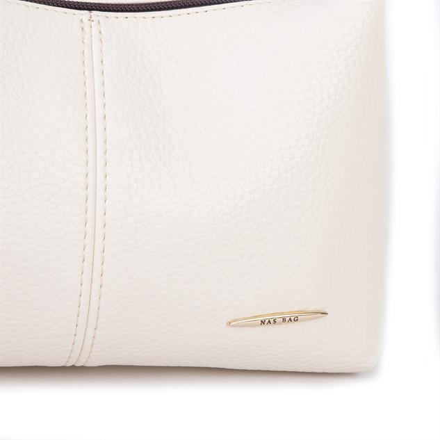 Nas Bag Kadın Mini Omuz ve Çapraz Çanta Örgülü Askılı (en: 23 cm , boy: 14 cm) Krem Kahve Lopez