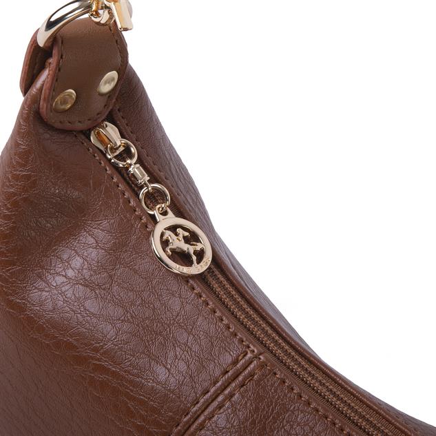 Nas Bag Kadın Mini Omuz ve Çapraz Çanta Örgülü Askılı (en: 23 cm , boy: 14 cm) Taba Victoria
