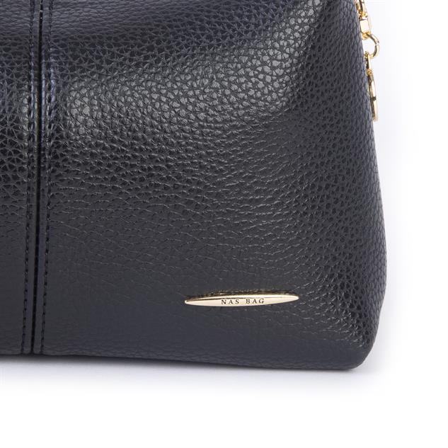 Nas Bag Kadın Mini Omuz ve Çapraz Çanta Örgülü Askılı (en: 23 cm , boy: 14 cm) Siyah Lopez