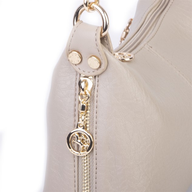 Nas Bag Kadın Mini Omuz ve Çapraz Çanta Örgülü Askılı (en: 23 cm , boy: 14 cm) Kum