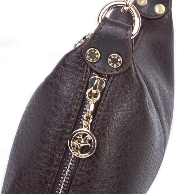 Nas Bag Kadın Mini Omuz ve Çapraz Çanta Örgülü Askılı (en: 23 cm , boy: 14 cm)Kahve Victoria