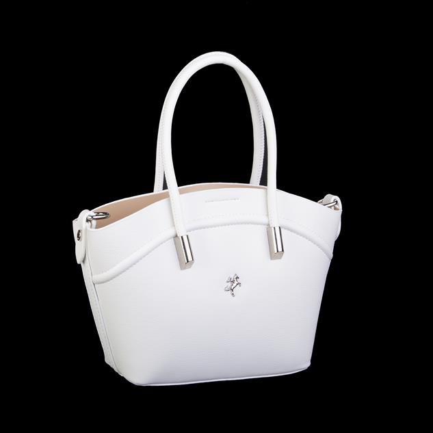 Nas Bag Kadın Mini Sepet Çanta El ve Çapraz Çanta Beyaz Golf ( 20x18cm)