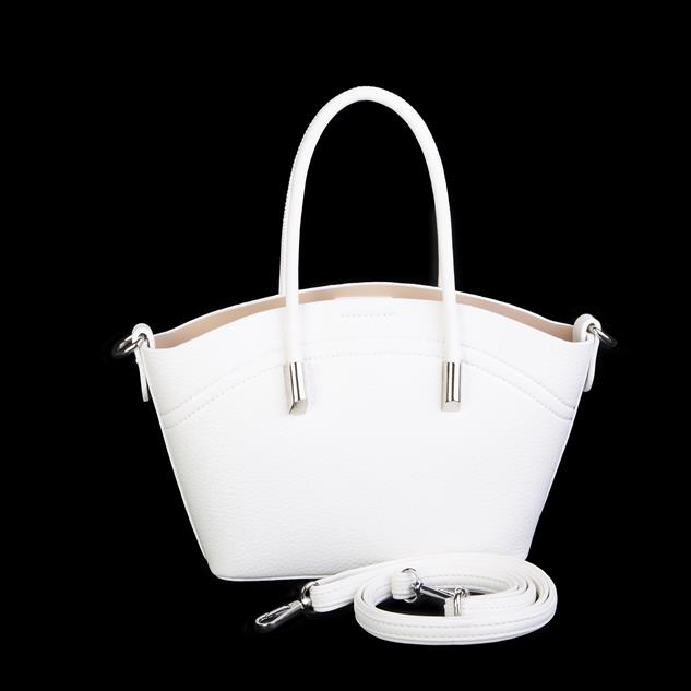 Nas Bag Kadın Mini Sepet Çanta El ve Çapraz Çanta Beyaz Lopez ( 20x18cm)