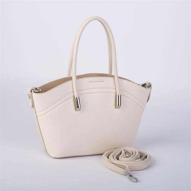 Nas Bag Kadın Mini Sepet Çanta El ve Çapraz Çanta Krem  Lopez ( 20x18cm)