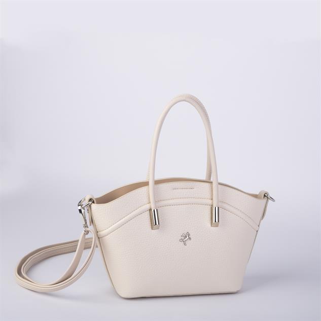 Nas Bag Kadın Mini Sepet Çanta El ve Çapraz Çanta Krem  Lopez ( 20x18cm)