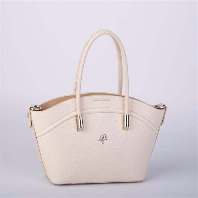 Nas Bag Kadın Mini Sepet Çanta El ve Çapraz Çanta Krem  Lopez ( 20x18cm)