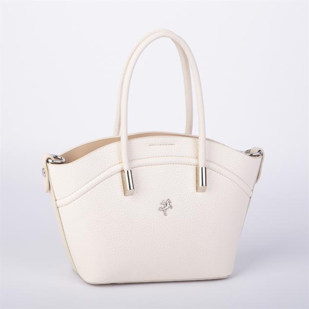 Nas Bag Kadın Mini Sepet Çanta El ve Çapraz Çanta Krem  Lopez ( 20x18cm)