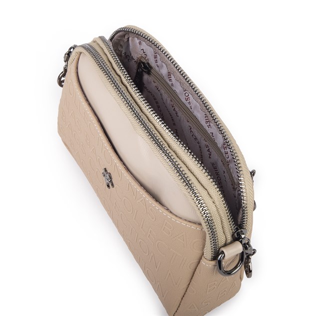 Nas Bag Kadın Mini  Şık Çapraz Çanta  Kum Gofraj