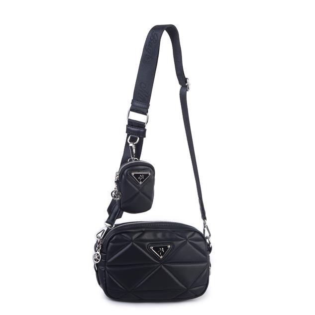 Nas Bag Kadın Mini Spor Kapitone Mini Cüzdanlı Çapraz Çanta Siyah