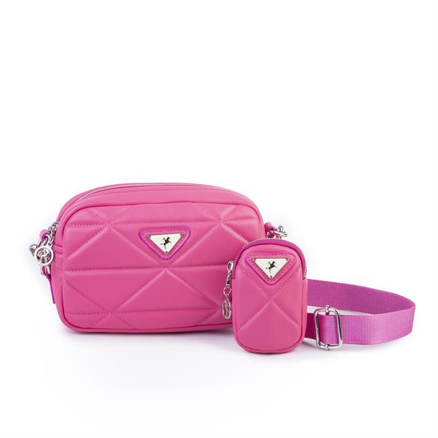 Nas Bag Kadın Mini Spor Kapitone Mini Cüzdanlı Çapraz Çanta Fuşya 