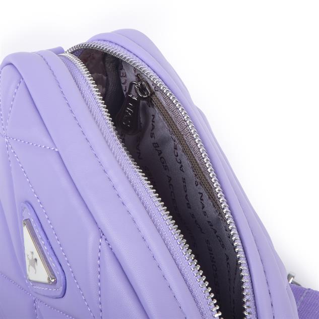 Nas Bag Kadın Mini Spor Kapitone Mini Cüzdanlı Çapraz Çanta Lila