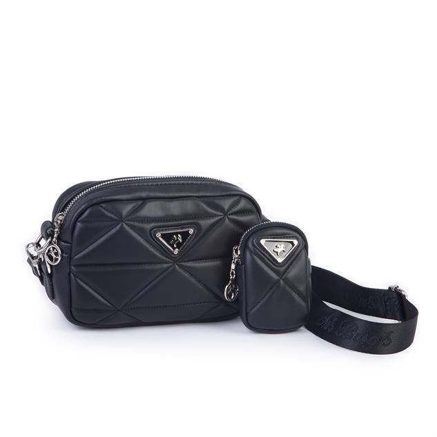 Nas Bag Kadın Mini Spor Kapitone Mini Cüzdanlı Çapraz Çanta Siyah