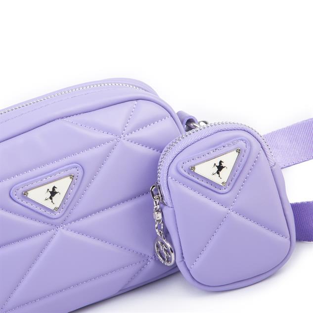 Nas Bag Kadın Mini Spor Kapitone Mini Cüzdanlı Çapraz Çanta Lila