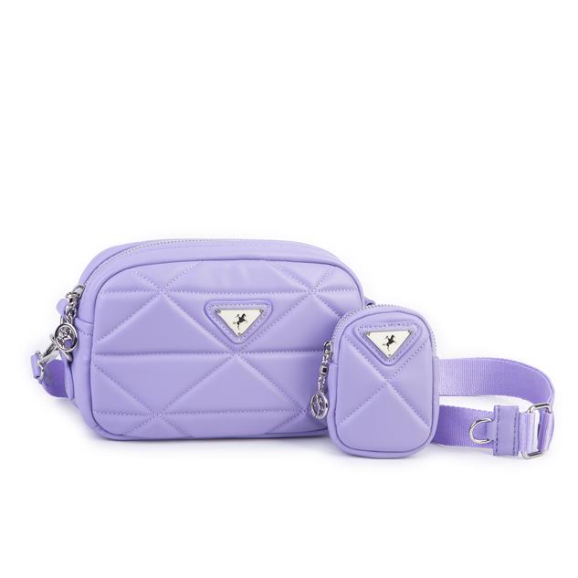 Nas Bag Kadın Mini Spor Kapitone Mini Cüzdanlı Çapraz Çanta Lila