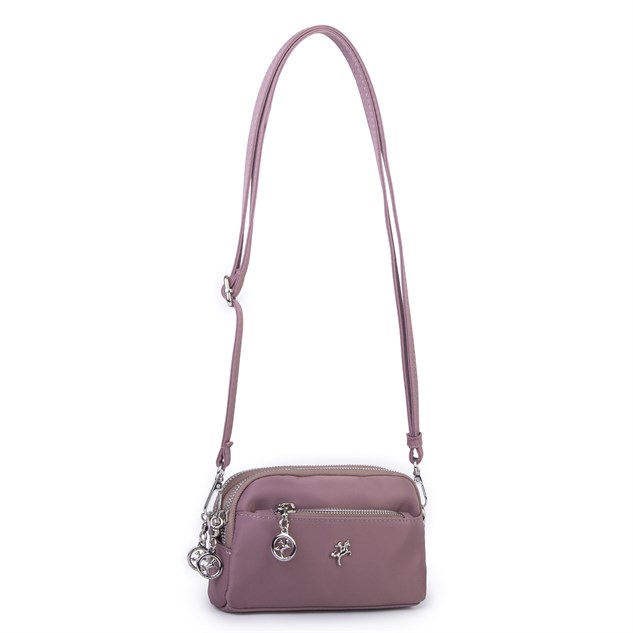 Nas Bag Kadın Mini Spor Şık Günlük Postacı Çapraz Çanta (en 18 cm , boy 10 cm ) Pudra