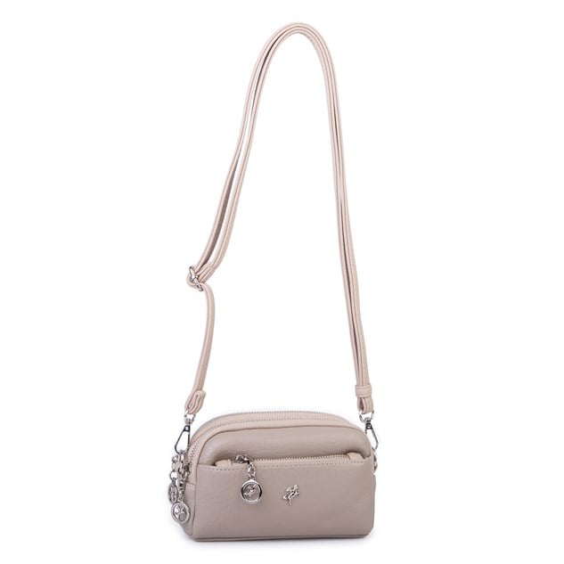 Nas Bag Kadın Mini Spor Şık Günlük Postacı Çapraz Çanta (en 18 cm , boy 10 cm ) Kum Victoria