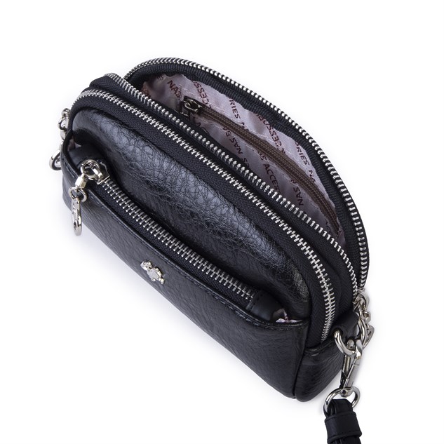 Nas Bag Kadın Mini Spor Şık Günlük Postacı Çapraz Çanta (en 18 cm , boy 10 cm ) Siyah Victoria