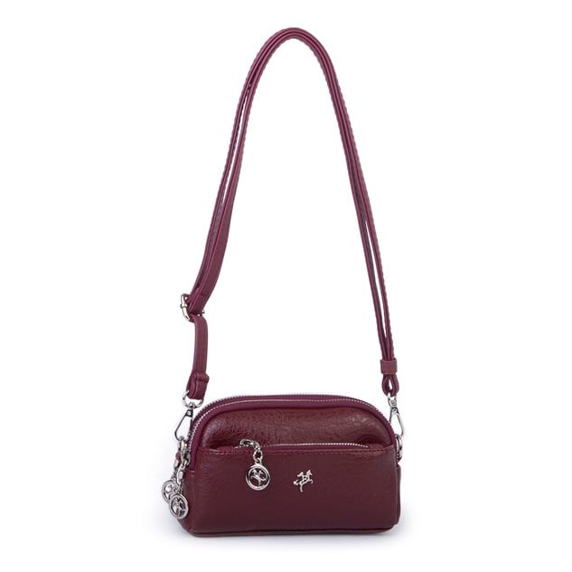 Nas Bag Kadın Mini Spor Şık Günlük Postacı Çapraz Çanta (en 18 cm , boy 10 cm ) Bordo Victoria