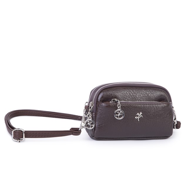 Nas Bag Kadın Mini Spor Şık Günlük Postacı Çapraz Çanta (en 18 cm , boy 10 cm ) Kahve Victoria
