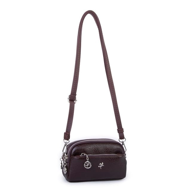 Nas Bag Kadın Mini Spor Şık Günlük Postacı Çapraz Çanta (en 18 cm , boy 10 cm ) Kahve Victoria
