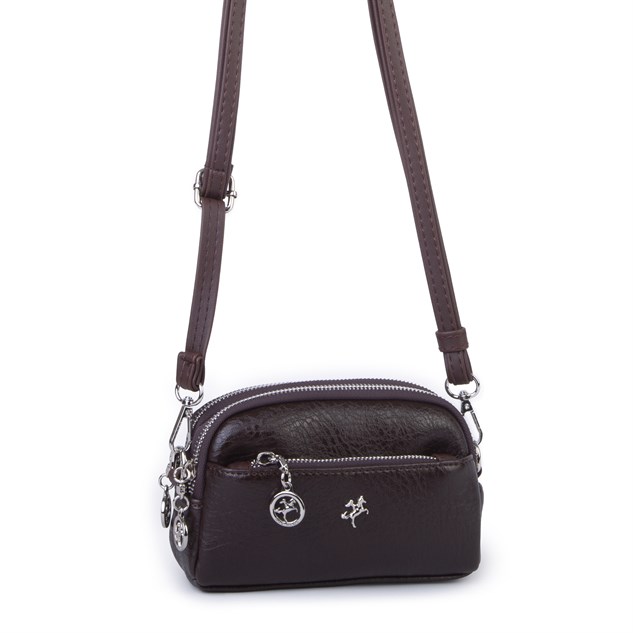 Nas Bag Kadın Mini Spor Şık Günlük Postacı Çapraz Çanta (en 18 cm , boy 10 cm ) Kahve Victoria