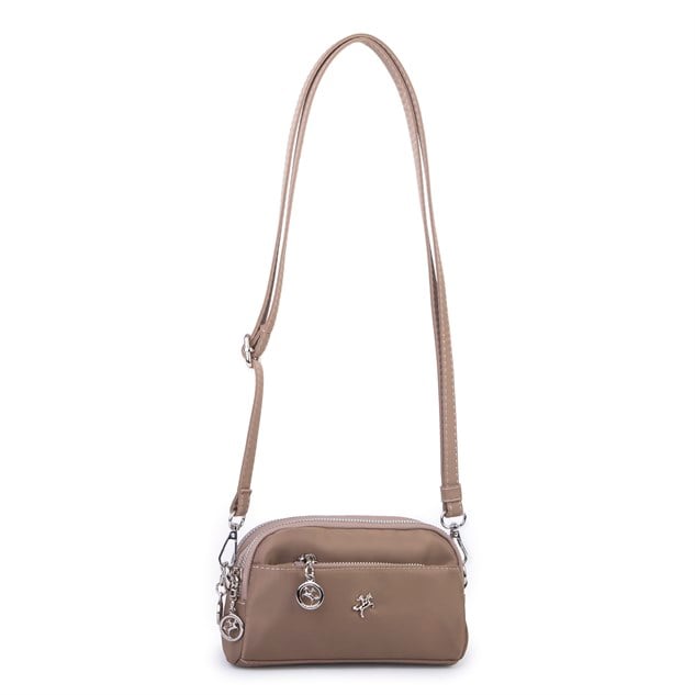 Nas Bag Kadın Mini Spor Şık Günlük Postacı Çapraz Çanta (en 18 cm , boy 10 cm ) Vizon