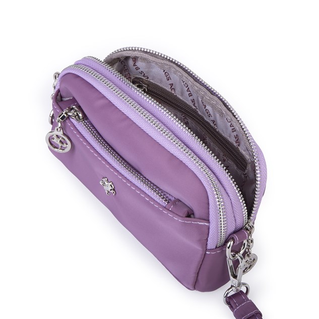 Nas Bag Kadın Mini Spor Şık Günlük Postacı Çapraz Çanta (en 18 cm , boy 10 cm ) Mor